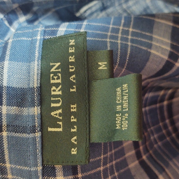 Ralph Lauren💙Dorchst Blue Plaid Linen Shirt, Medium 🆕 - Picture 12 of 15